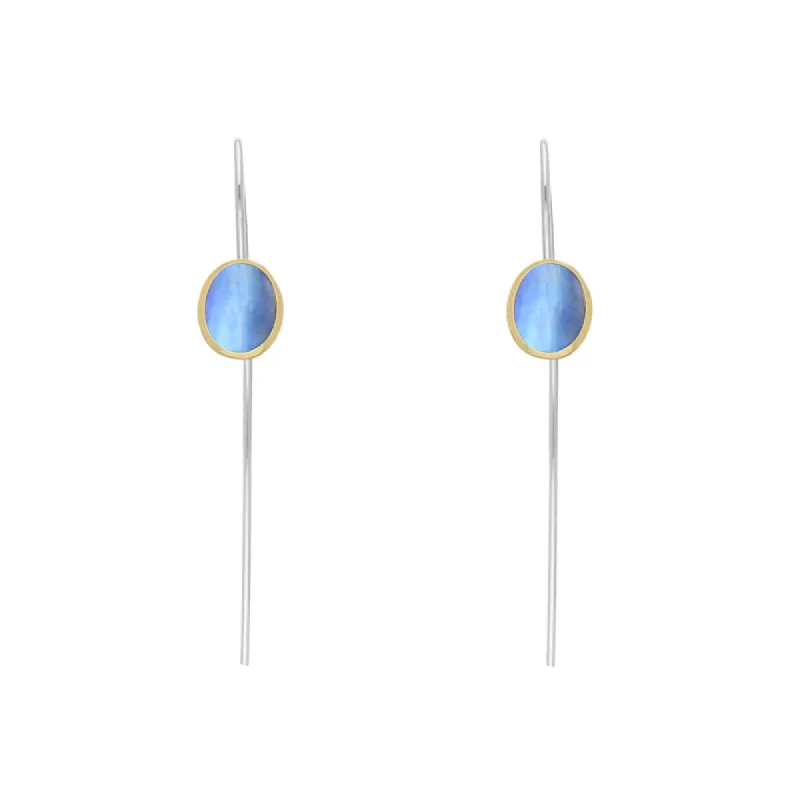 9ct Yellow Gold Sterling Silver Moonstone Stepping Stones 6x8mm Oval Hook Earrings sold by C.W. Sellors