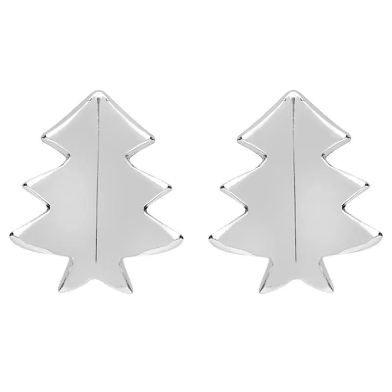 Sterling Silver Cut Out Christmas Tree Stud Earrings sold by C.W. Sellors