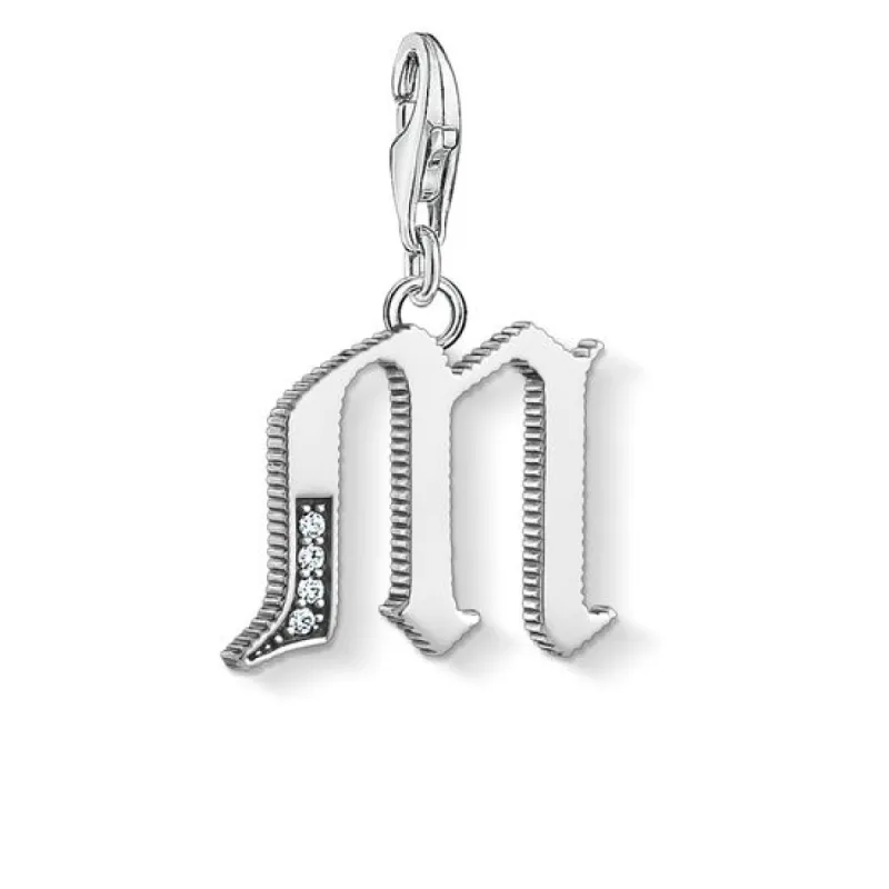Thomas Sabo Charm Club Sterling Silver White Zirconia Letter M Charm D sold by C.W. Sellors