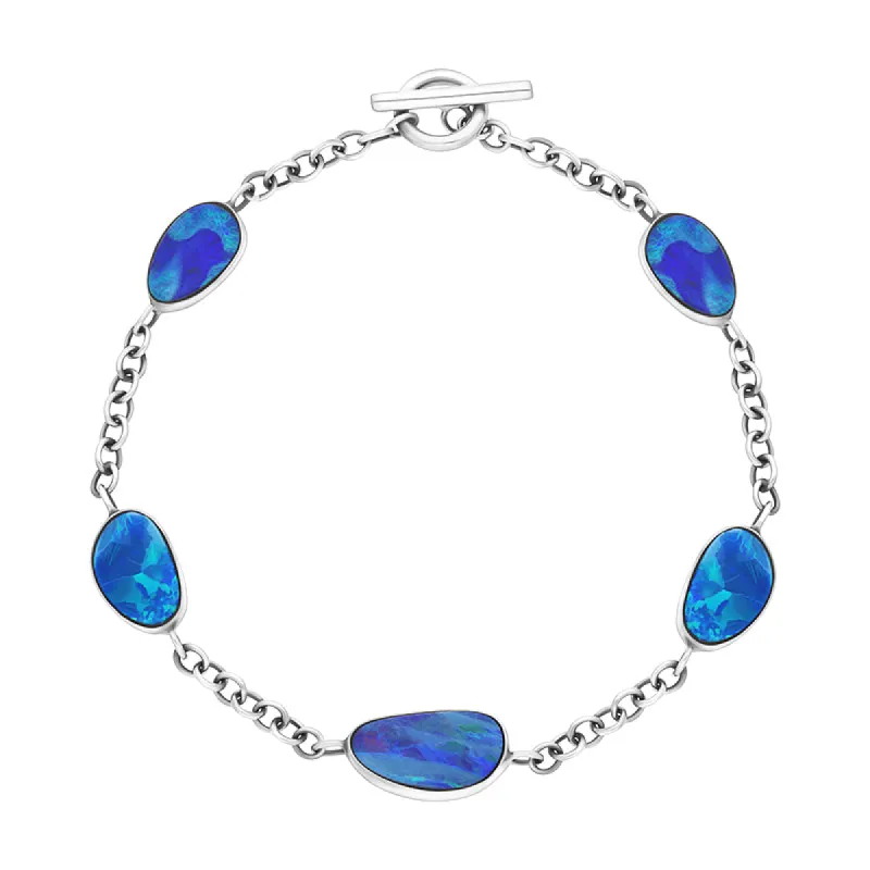 Sterling Silver 5 Stone Opal Doublet Abstract Bracelet D sold by C.W. Sellors