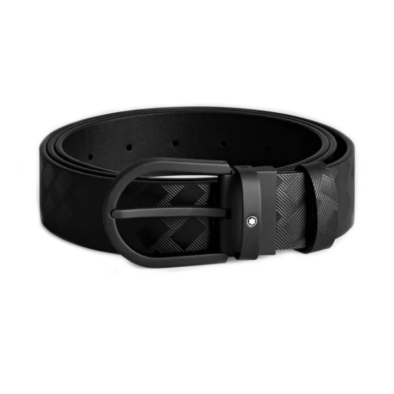 Montblanc Horseshoe Buckle Black 35mm Leather Belt sold by C.W. Sellors
