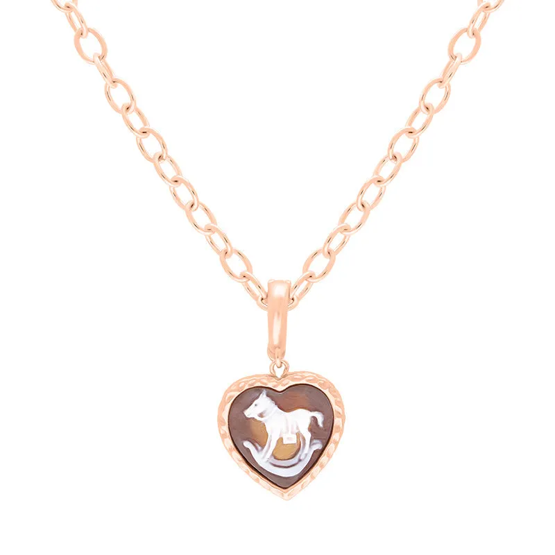 Cameo Italy Rose Gold Plated Sterling Silver Heart Rocking Horse Necklace D sold by C.W. Sellors
