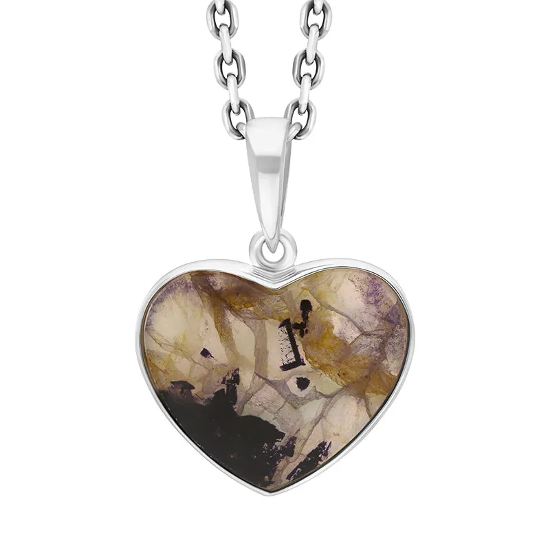 Sterling Silver Blue John Heart Pendant Necklace D sold by C.W. Sellors