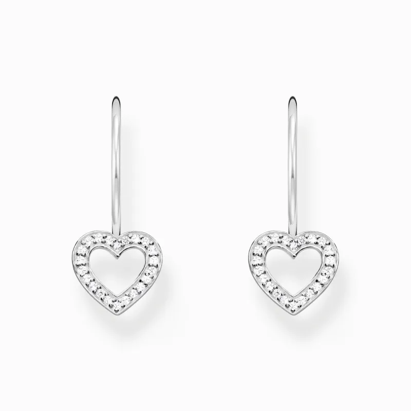 Thomas Sabo Sterling Silver Heart White Zirconia Earrings sold by C.W. Sellors