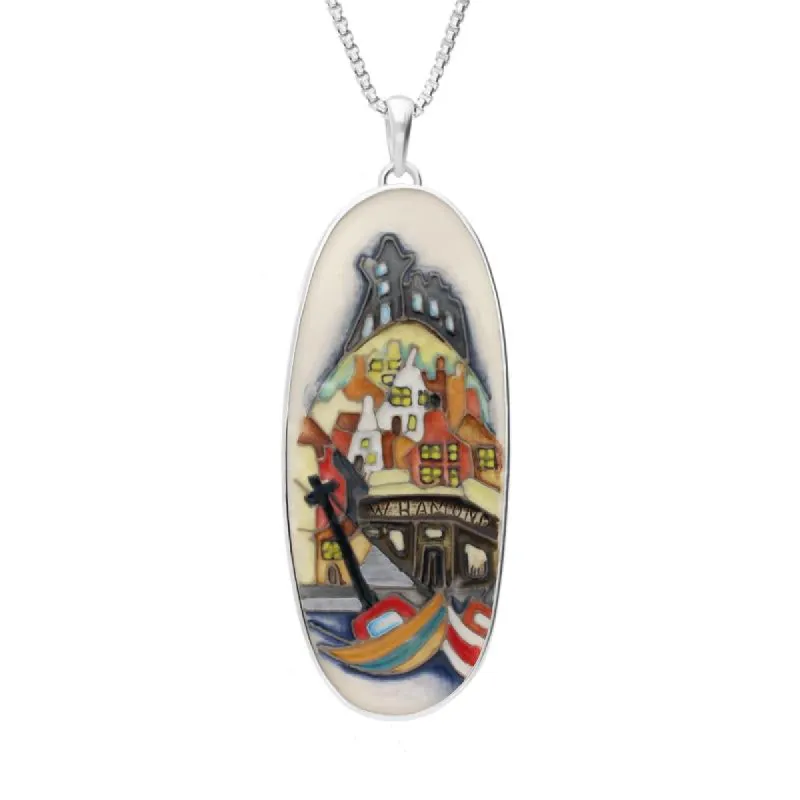 Sterling Silver Moorcroft Oval Necklace D sold by C.W. Sellors