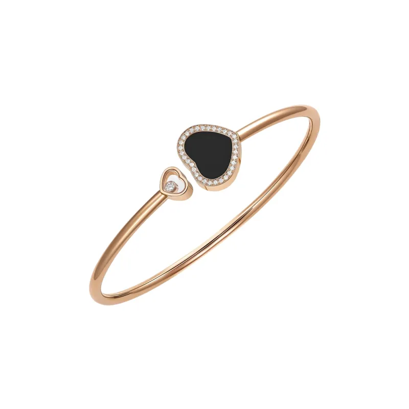 Chopard Happy Hearts 18ct Rose Gold 0.19ct Diamond Onyx Bangle sold by C.W. Sellors