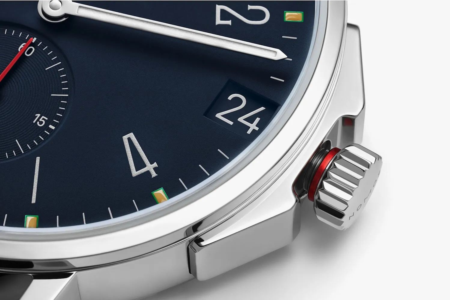 Nomos Glashutte Ahoi Neomatik 38 Date Atlantic Sapphire Crystal Watch sold by C.W. Sellors product image thumbnail 4