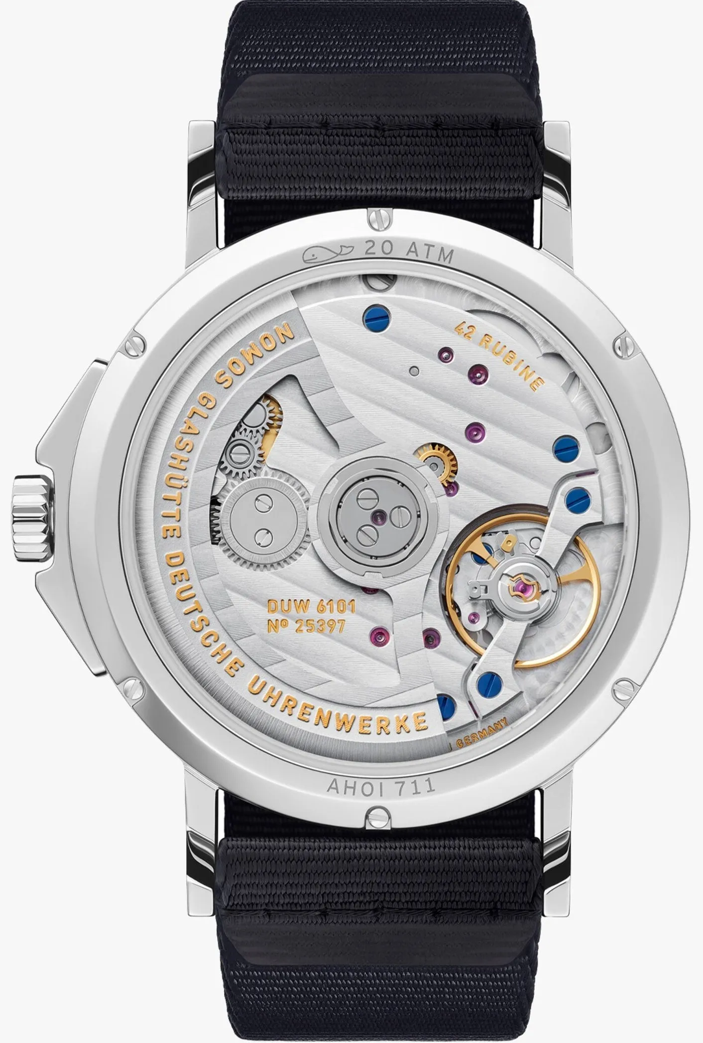 Nomos Glashutte Ahoi Neomatik 38 Date Atlantic Sapphire Crystal Watch sold by C.W. Sellors product image thumbnail 2