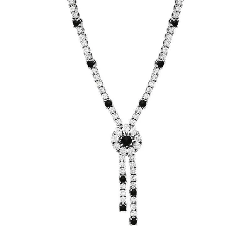 18ct White Gold Whitby Jet 6.77ct Rosette Style Necklace made by C.W. Sellors