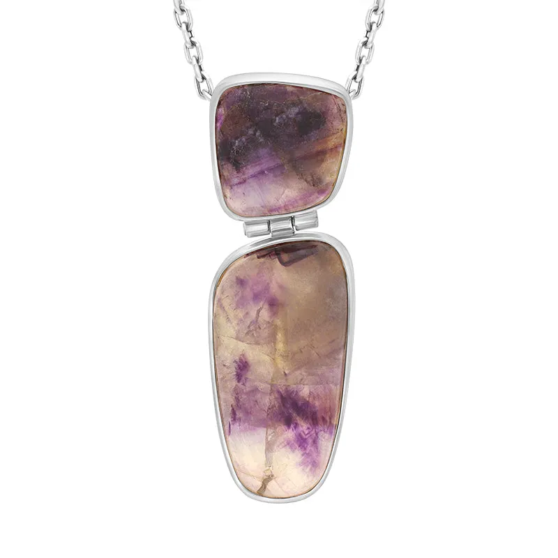 Sterling Silver Blue John Double Stone Abstract Drop Necklace D sold by C.W. Sellors