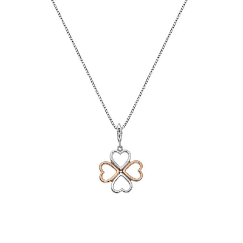 Hot Diamonds Lucky In Love Sterling Silver Rose Gold Plated Pendant D sold by C.W. Sellors