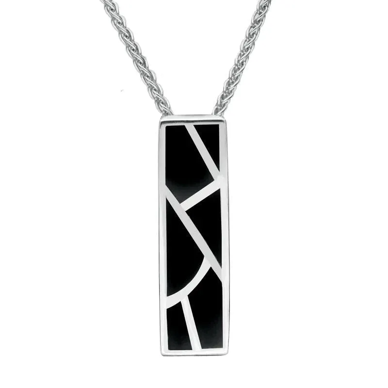 Sterling Silver Whitby Jet Six Stone Oblong Shaped Necklace sold by C.W. Sellors