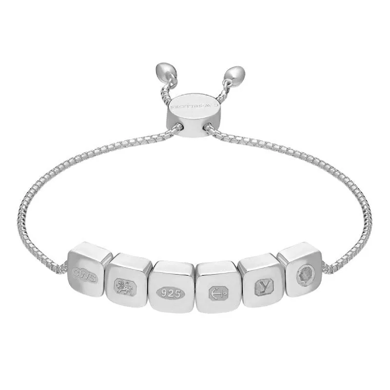 Sterling Silver King's Coronation Hallmark Cushion Disc Adjustable Bracelet D sold by C.W. Sellors