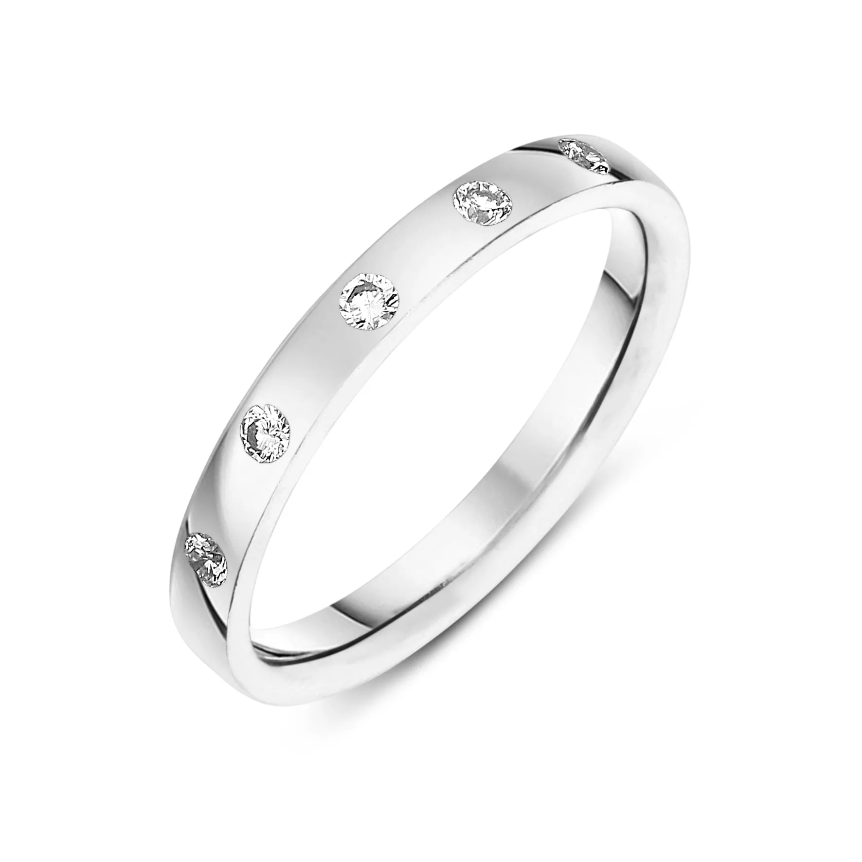 Platinum Diamond Flat Wedding Ring sold by C.W. Sellors