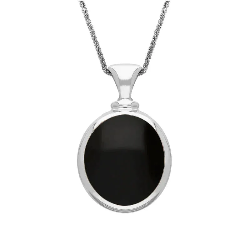 Sterling Silver Whitby Jet Turquoise Small Double Sided Oval Fob Necklace sold by C.W. Sellors product image thumbnail 2
