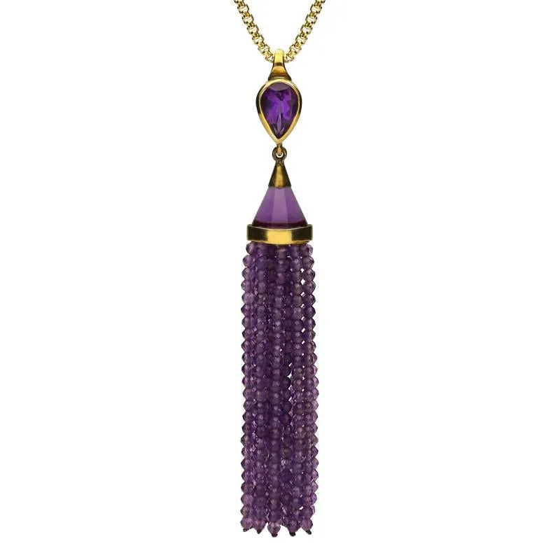 Yellow Gold Sterling Silver Plated Amethyst Cascade Necklace sold by C.W. Sellors