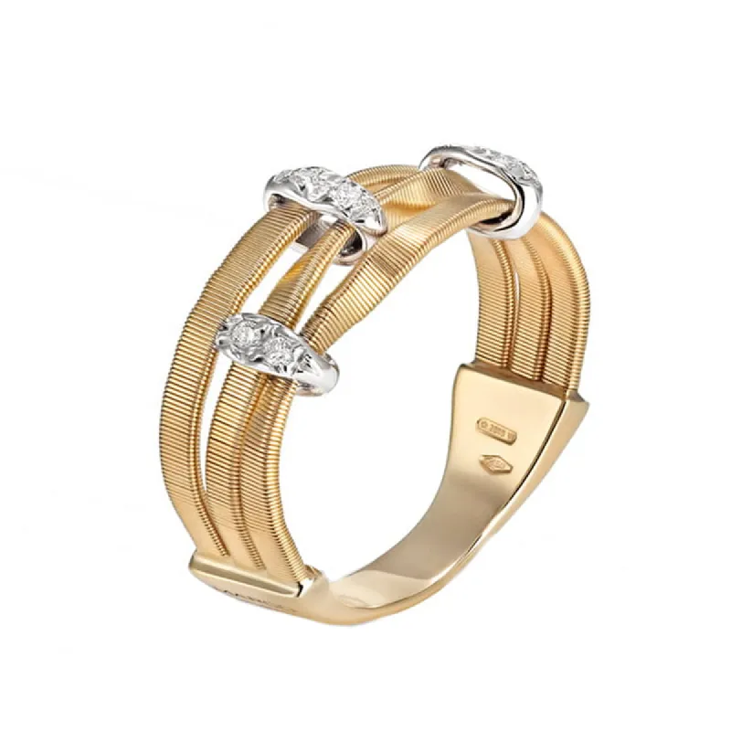 Marco Bicego Marrakech Onde 18ct Yellow Gold Diamond Three Strand Ring D sold by C.W. Sellors