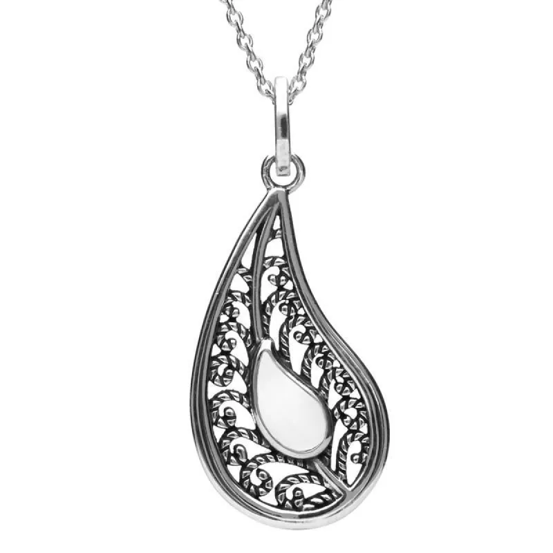 Sterling Silver Bauxite Oxidise Stone Teardrop Necklace sold by C.W. Sellors