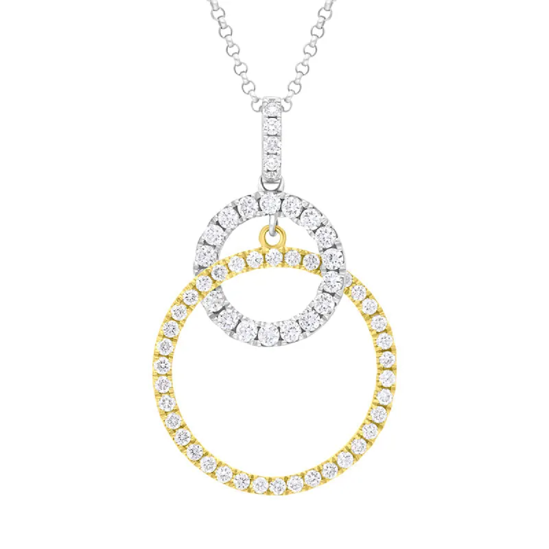18ct White Yellow Gold 0.63ct Diamond Intertwined Circle Pendant sold by C.W. Sellors