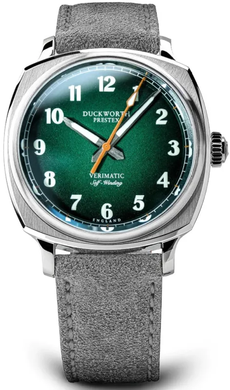 Duckworth Prestex Verimatic Green Fume Grey Suede Watch made by C.W. Sellors