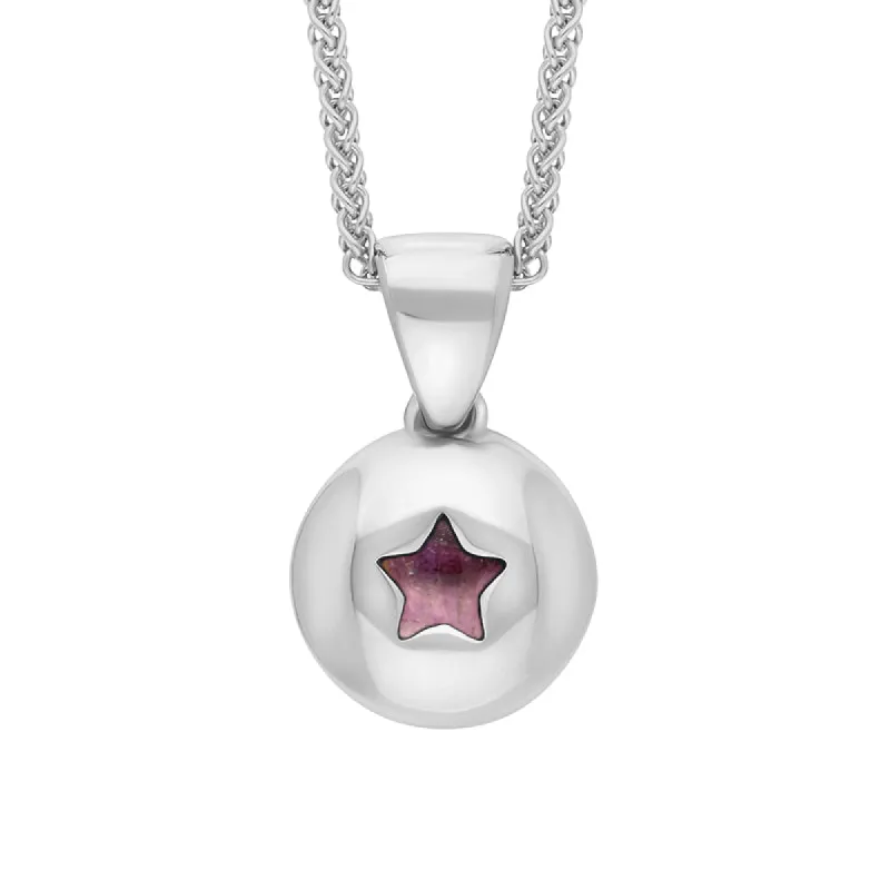 18ct White Gold Blue John Star Disc Necklace sold by C.W. Sellors