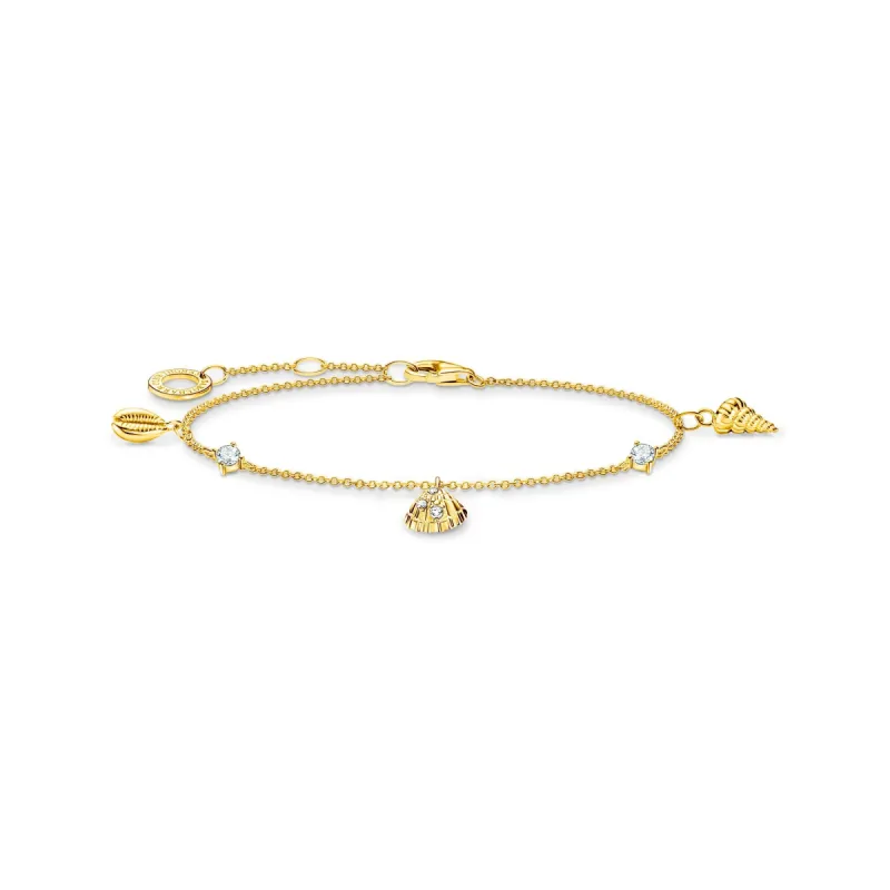 Thomas Sabo Charm Club Yellow Gold Plated Sterling Silver Shells Bracelet sold by C.W. Sellors