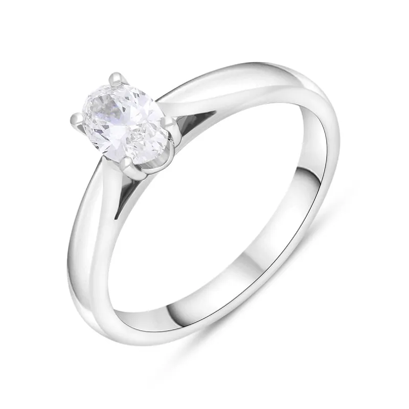 Platinum 0.50ct Diamond GIA Certified Oval Cut Solitaire Ring sold by C.W. Sellors