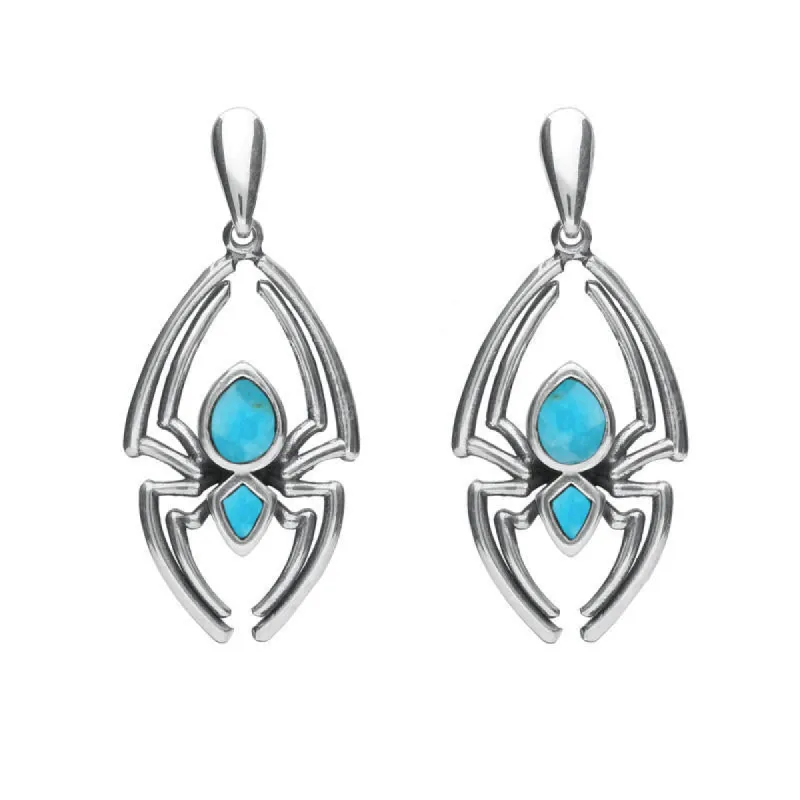 Sterling Silver Turquoise Spider Drop Earrings sold by C.W. Sellors