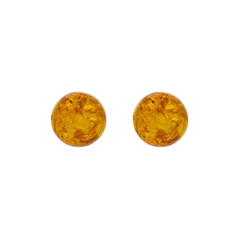 Sterling Silver Amber 10mm Ball Stud Earrings D sold by C.W. Sellors