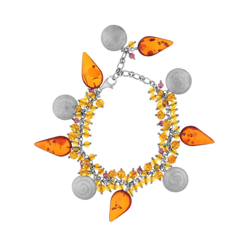 Sterling Silver Gold Plated Amber Beaded Bracelet D sold by C.W. Sellors