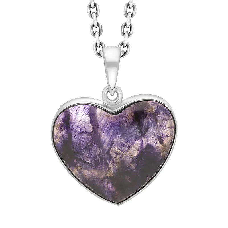 Sterling Silver Blue John Heart Pendant Necklace D sold by C.W. Sellors