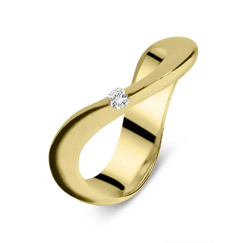 18ct Yellow Gold Diamond Wavy Ring sold by C.W. Sellors