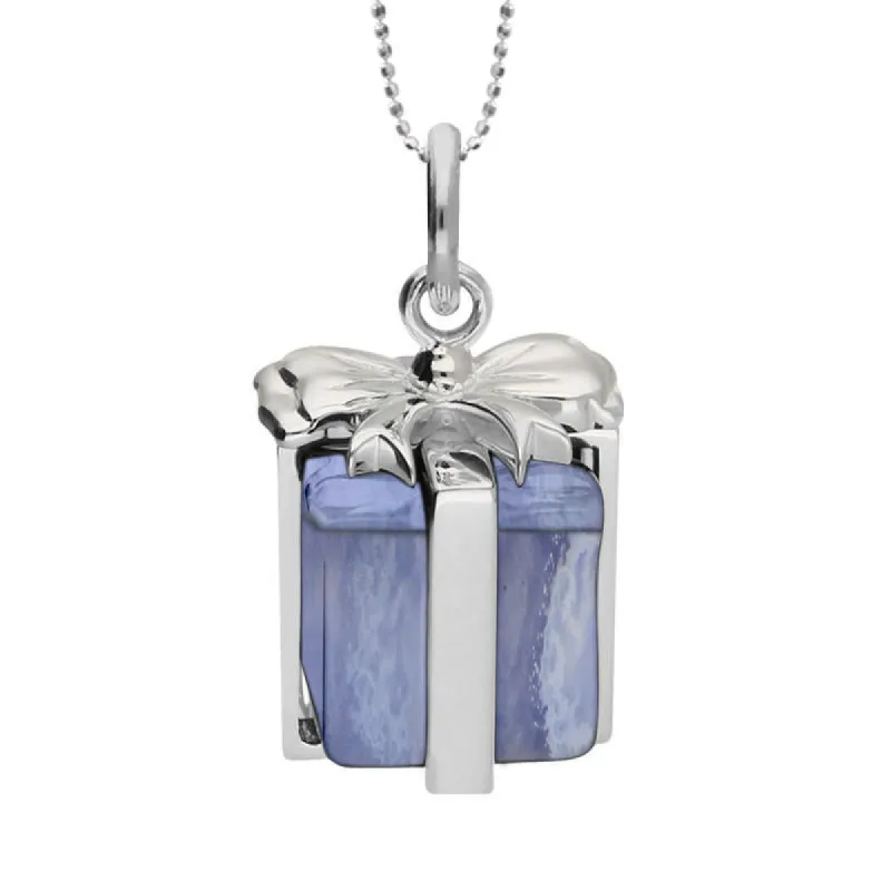 Sterling Silver Blue Lace Agate Christmas Present Necklace sold by C.W. Sellors