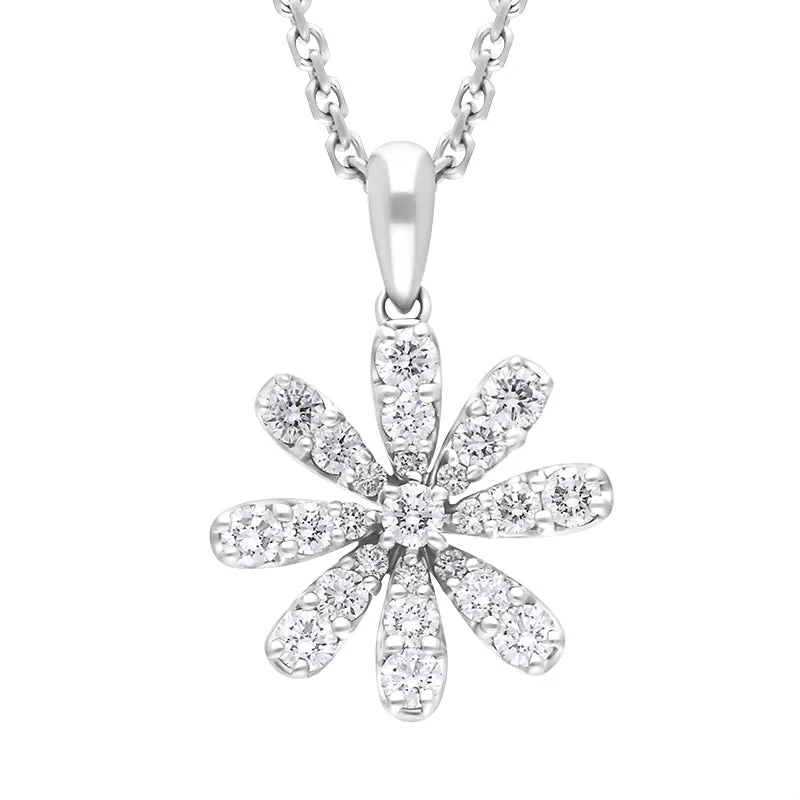 18ct White Gold 0.38ct Diamond Daisy Cluster Pendant Necklace sold by C.W. Sellors