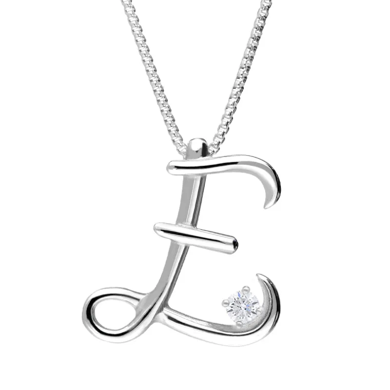 Love Letters 18ct White Gold 0.10ct Diamond Initial E Necklace sold by C.W. Sellors