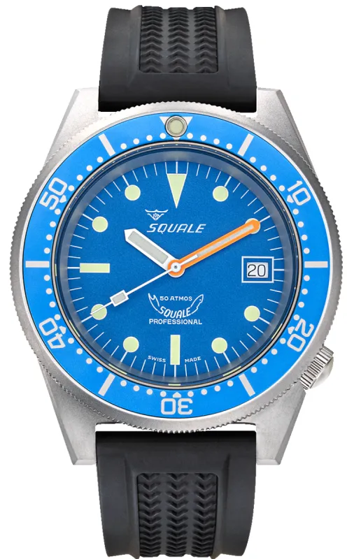 Squale 1521 Blue Blasted Rubber Watch sold by C.W. Sellors