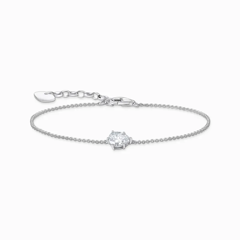 Thomas Sabo Sterling Silver Teardrop White Zirconia Bracelet sold by C.W. Sellors