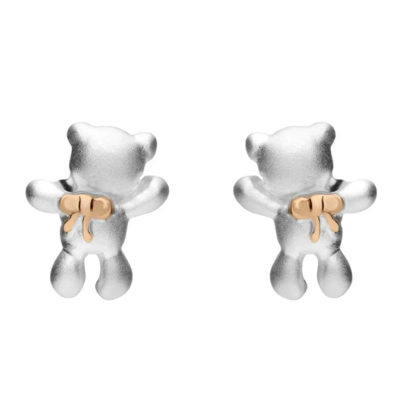 Rose Gold Sterling Silver Plated Teddy Bear Stud Earrings D sold by C.W. Sellors