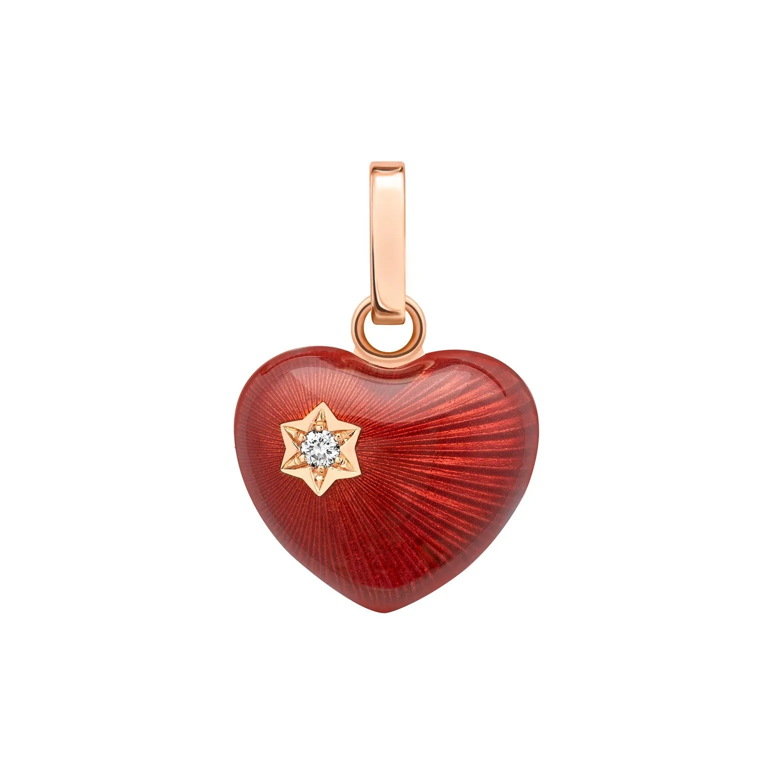Faberge Heritage 18ct Rose Gold Diamond Red Enamel Heart Charm sold by C.W. Sellors