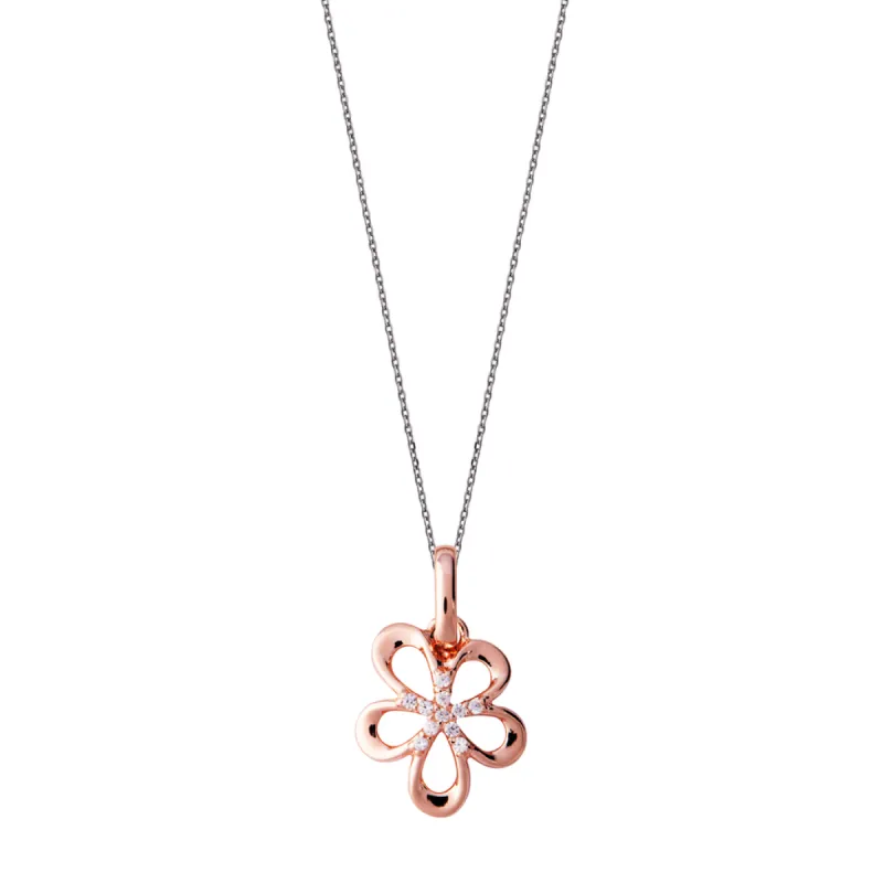 Rose Gold Sterling Silver Plated Open Flower Necklace sold by C.W. Sellors