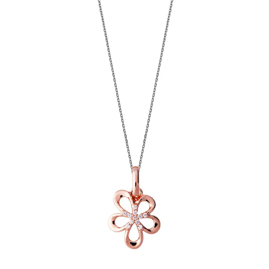 Rose Gold Sterling Silver Plated Open Flower Necklace sold by C.W. Sellors