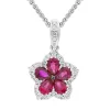 18ct White Gold Ruby Diamond Cluster Pear Cut Flower Pendant sold by C.W. Sellors