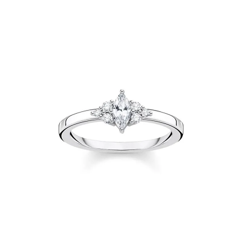 Thomas Sabo Charm Club Sterling Silver Vintage White Stone Ring sold by C.W. Sellors