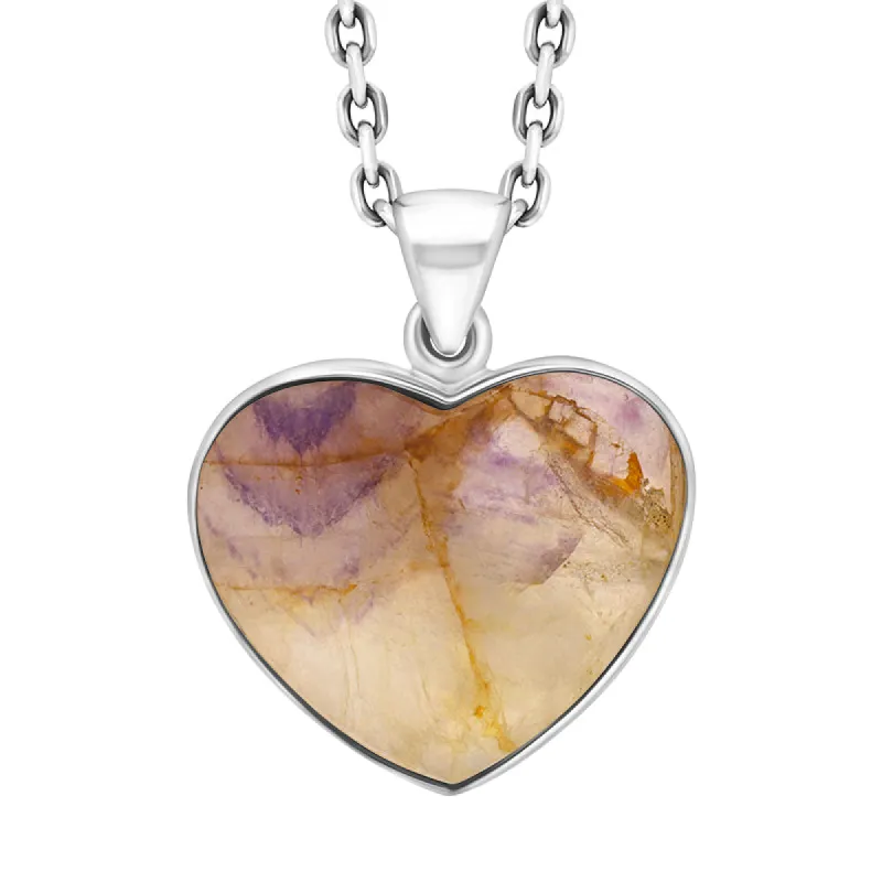 Sterling Silver Blue John Heart Pendant Necklace D sold by C.W. Sellors