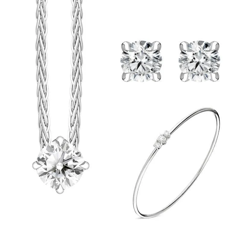 18ct White Gold Diamond Three Piece Gift Set D sold by C.W. Sellors