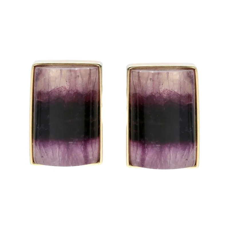 9ct Yellow Gold Blue John Oblong Stud Earrings D sold by C.W. Sellors