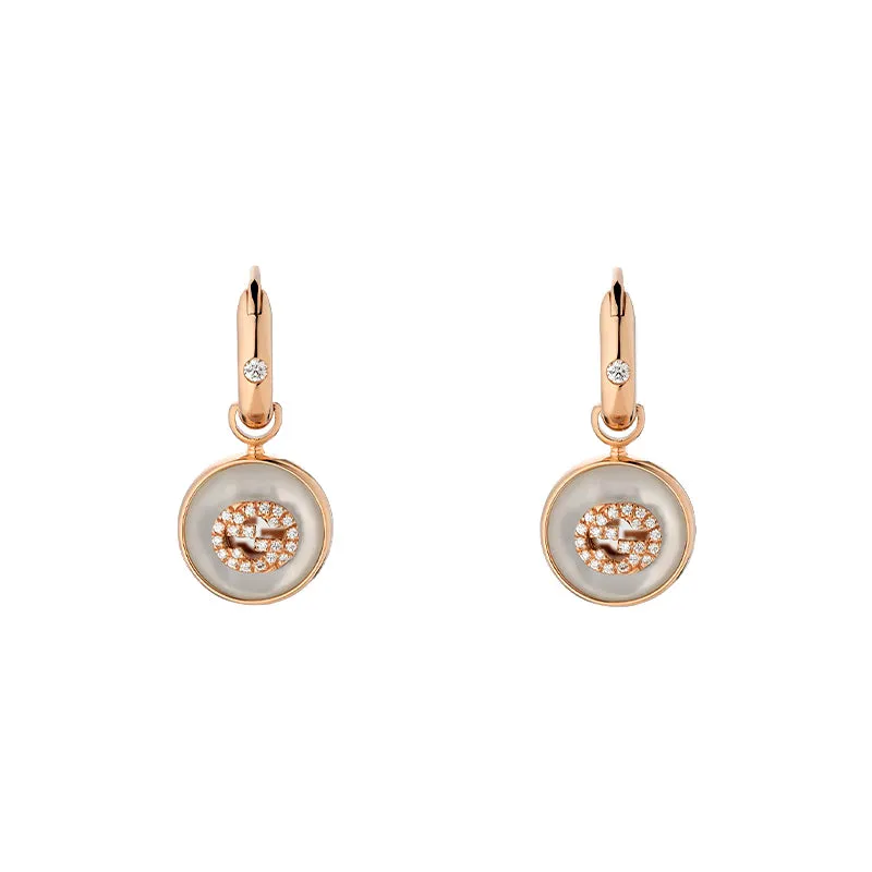 Gucci Interlocking 18ct Rose Gold Hoop Mother Of Pearl Earrings D sold by C.W. Sellors