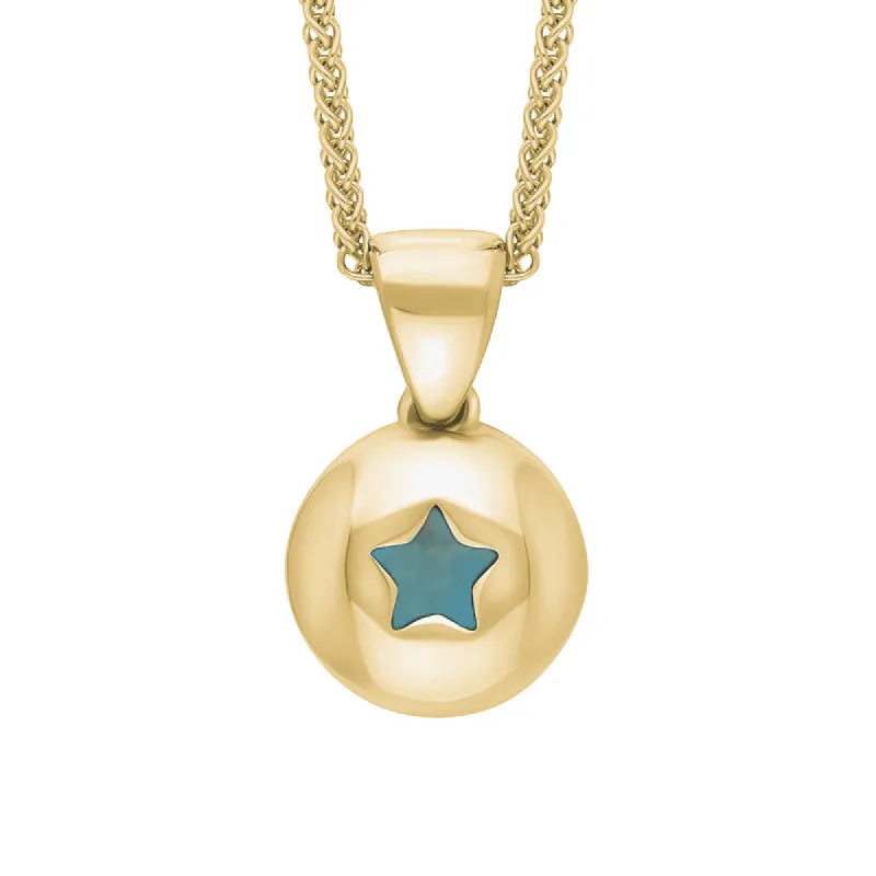 18ct Yellow Gold Turquoise Star Disc Necklace sold by C.W. Sellors