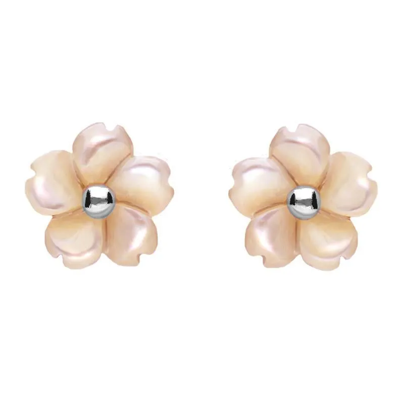 Sterling Silver Pink Mother of Pearl Tuberose 8mm Gypsophila Stud Earrings sold by C.W. Sellors