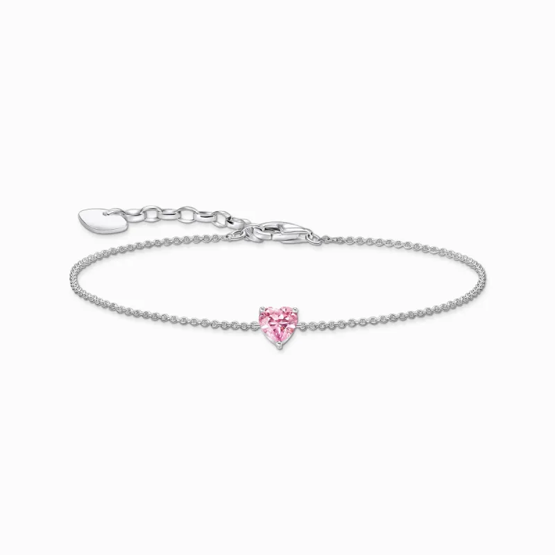 Thomas Sabo Sterling Silver Heart Pink Zirconia Bracelet sold by C.W. Sellors